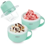 DASH My Mug Ice Cream Maker Machine (Aqua): Multi-Purpose Soft Serve Ice Cream Machine with (2) Bowls for Homemade Gelato, Sorbet, Frozen Yogurt, Built-In Ingredient Chute, Easy...