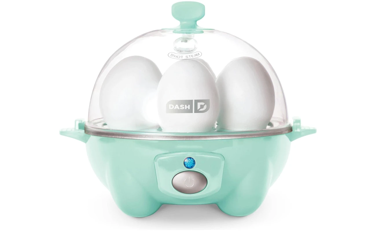 DASH Rapid Egg Cooker: 6 Egg Capacity Electric Egg Cooker for Hard Boiled Eggs, Poached Eggs, Scrambled Eggs, or Omelets with Auto Shut Off Feature - Aqua, 5.5 Inch (DEC005AQ)