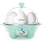 DASH Rapid Egg Cooker: 6 Egg Capacity Electric Egg Cooker for Hard Boiled Eggs, Poached Eggs, Scrambled Eggs, or Omelets with Auto Shut Off Feature - Aqua, 5.5 Inch (DEC005AQ)