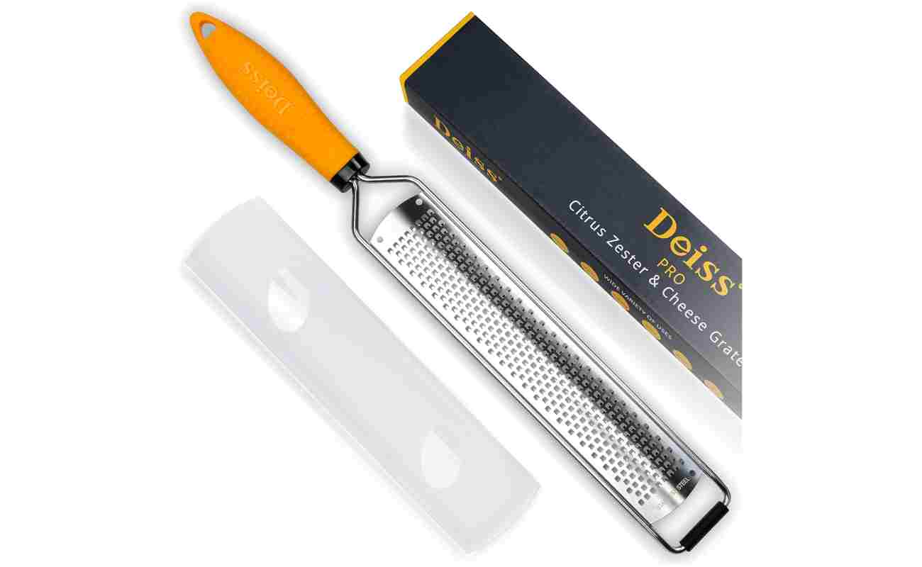 Deiss PRO Lemon Zester & Heavy Duty Cheese Grater & Vegetable Grater — Parmesan Cheese Lemon, Garlic, Nutmeg, Chocolate, Fruits, Vegetables, Ginger Grater - Cheese Shredder &...