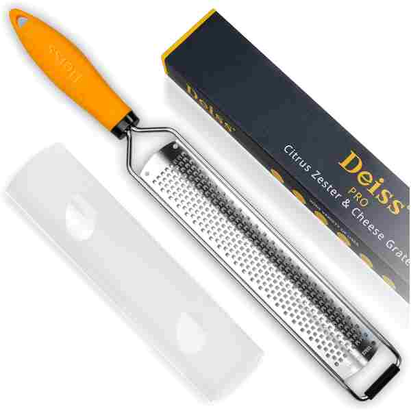 Deiss PRO Lemon Zester & Heavy Duty Cheese Grater & Vegetable Grater — Parmesan Cheese Lemon, Garlic, Nutmeg, Chocolate, Fruits, Vegetables, Ginger Grater - Cheese Shredder &...