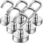 DIYMAG Magnetic Hooks, 30Lbs Strong Heavy Duty Cruise Magnet S-Hooks for Classroom, Fridge, Workplace and Office etc, Screw in Hooks, 6 Pack-Silver