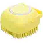 Dog Cat Bath Brush Comb Silicone Rubber Dog Grooming Brush Silicone Puppy Massage Brush Hair Fur Grooming Cleaning Brush Soft Shampoo Dispenser (Yellow - Upgraded)
