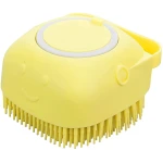 Dog Cat Bath Brush Comb Silicone Rubber Dog Grooming Brush Silicone Puppy Massage Brush Hair Fur Grooming Cleaning Brush Soft Shampoo Dispenser (Yellow - Upgraded)