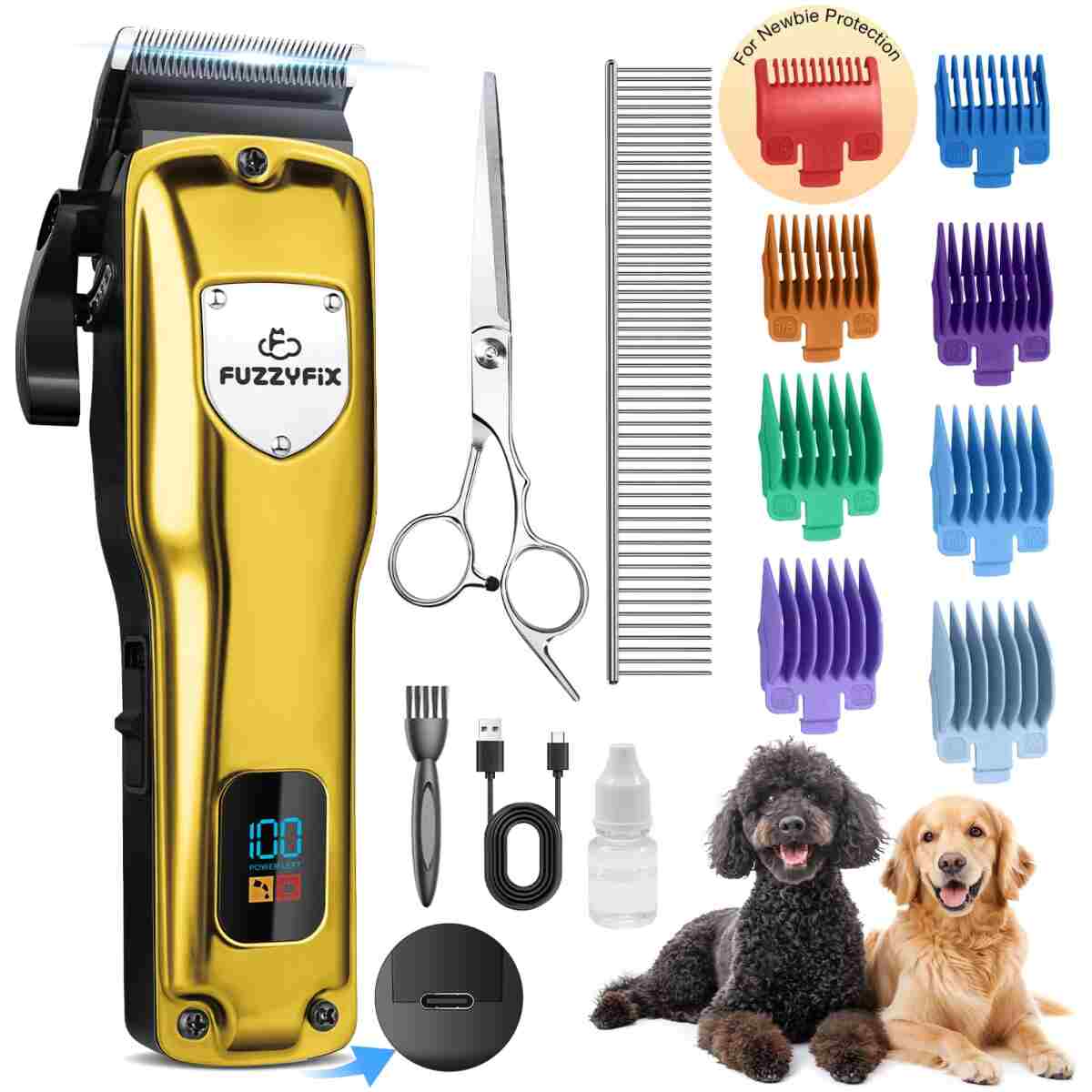 Dog Clippers for Grooming for Thick Heavy Coats, Professional Pet Grooming Clippers Supplies Kit Low Noise Rechargeable Stainless Steel Hair Trimmers with Ceramic Blade for Dogs...