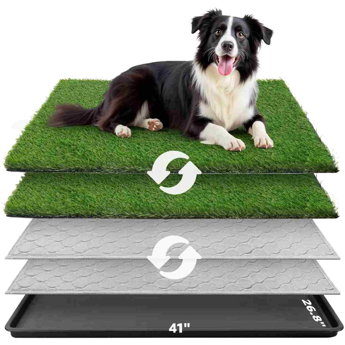 Dog Grass Large Potty Patch, Dog Litter Boxes Artificial Grass Bathroom Turf for Pet Training, Washable Puppy Pee Pad, Perfect Indoor/Outdoor Portable Potty Pet Loo