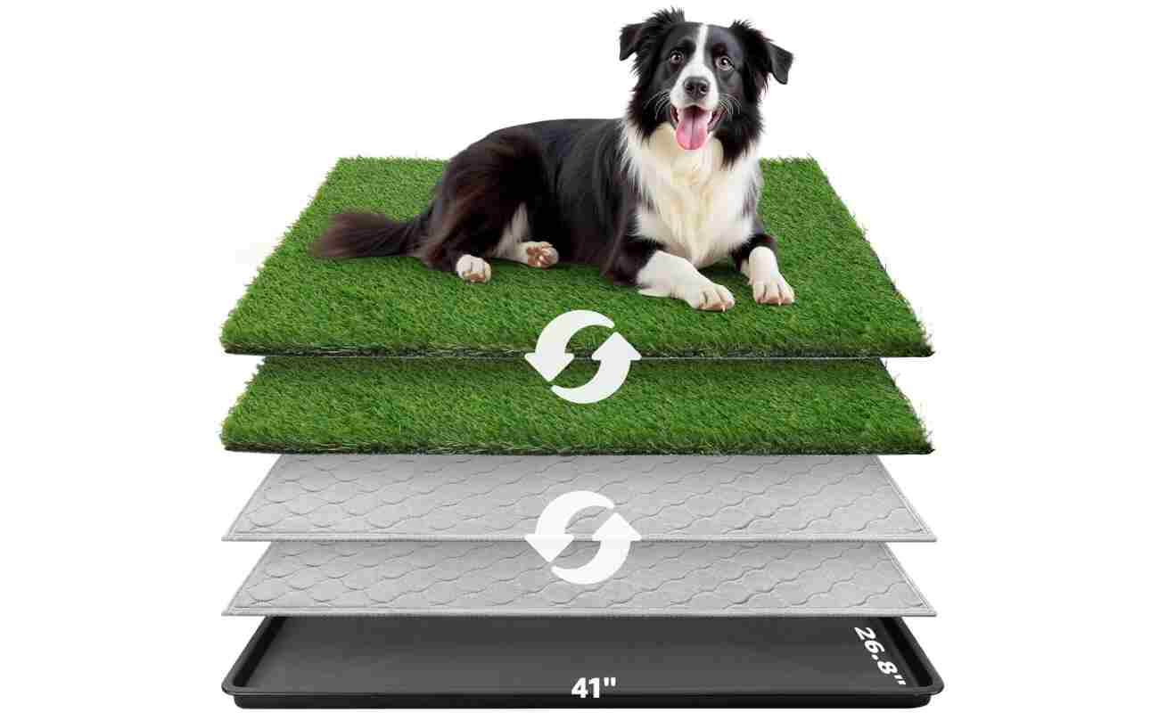 Dog Grass Large Potty Patch, Dog Litter Boxes Artificial Grass Bathroom Turf for Pet Training, Washable Puppy Pee Pad, Perfect Indoor/Outdoor Portable Potty Pet Loo