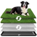 Dog Grass Large Potty Patch, Dog Litter Boxes Artificial Grass Bathroom Turf for Pet Training, Washable Puppy Pee Pad, Perfect Indoor/Outdoor Portable Potty Pet Loo