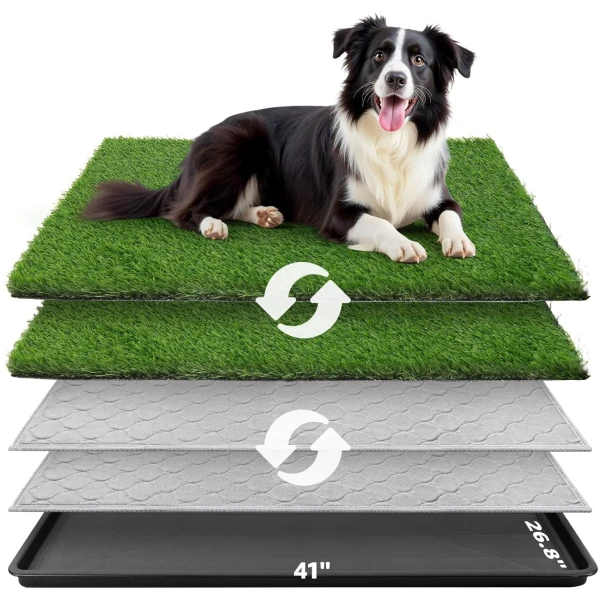 Dog Grass Large Potty Patch, Dog Litter Boxes Artificial Grass Bathroom Turf for Pet Training, Washable Puppy Pee Pad, Perfect Indoor/Outdoor Portable Potty Pet Loo