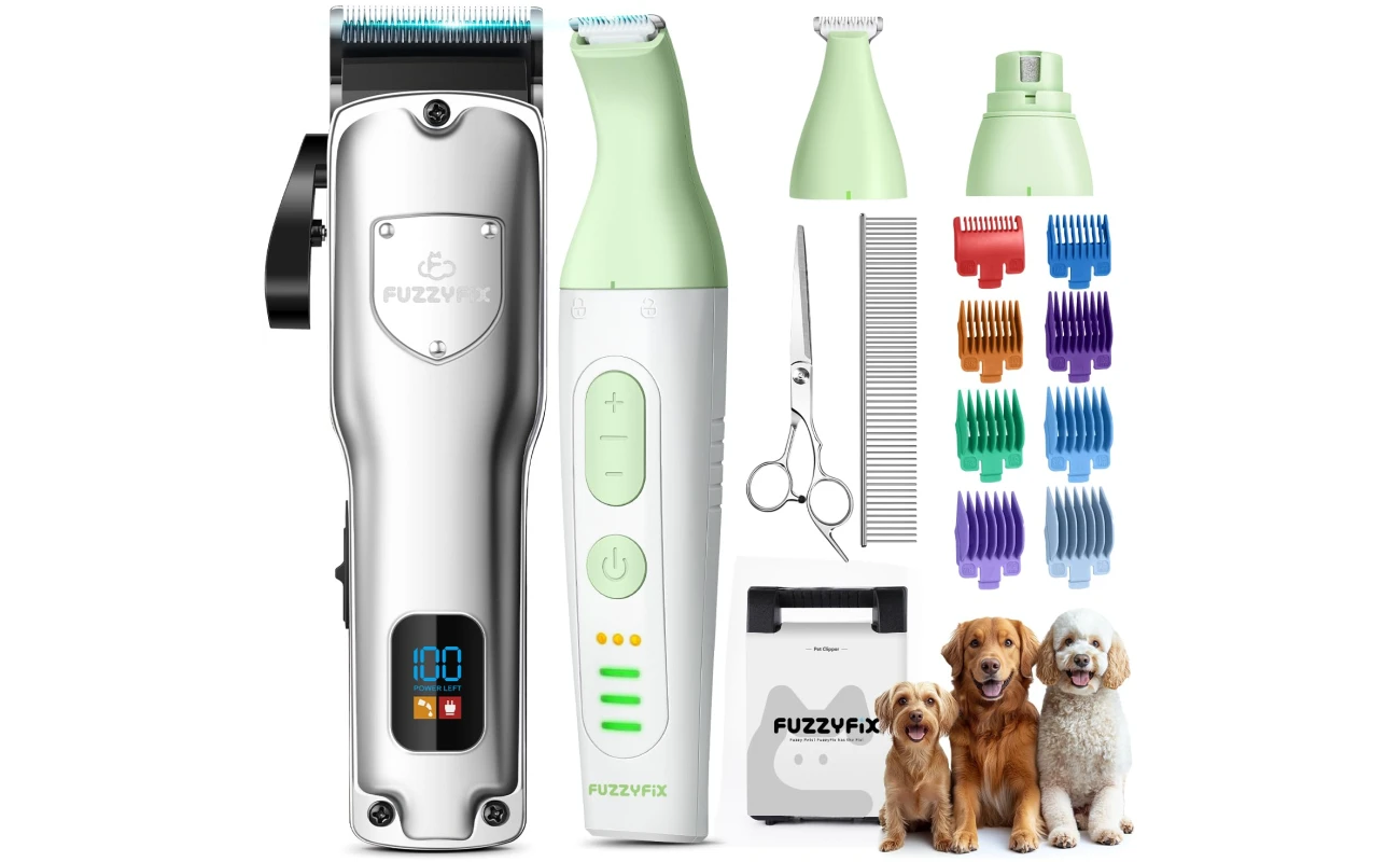 Dog Grooming Kit, Dog Clippers for Grooming for Thick Heavy Coats, Professional Pet Paw Trimmer Nail Grinder Low Noise Rechargeable Stainless Steel Hair Trimmer for Dogs Cats...