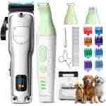 Dog Grooming Kit, Dog Clippers for Grooming for Thick Heavy Coats, Professional Pet Paw Trimmer Nail Grinder Low Noise Rechargeable Stainless Steel Hair Trimmer for Dogs Cats...