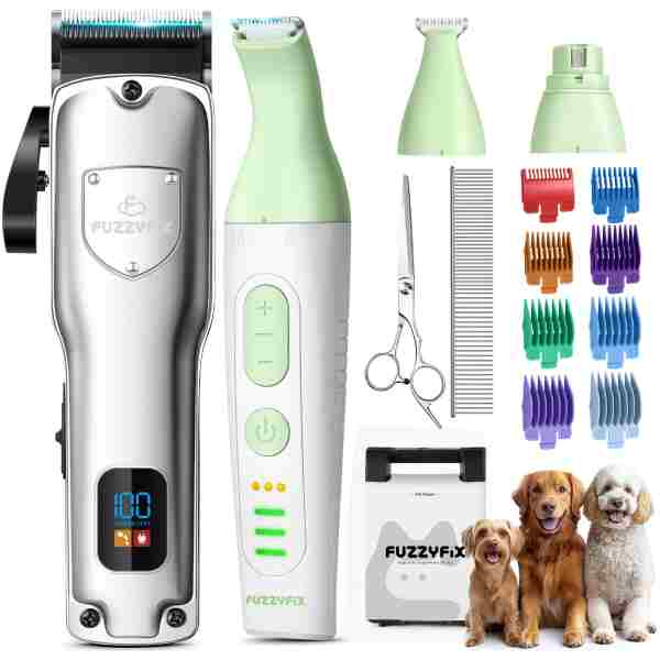 Dog Grooming Kit, Dog Clippers for Grooming for Thick Heavy Coats, Professional Pet Paw Trimmer Nail Grinder Low Noise Rechargeable Stainless Steel Hair Trimmer for Dogs Cats...