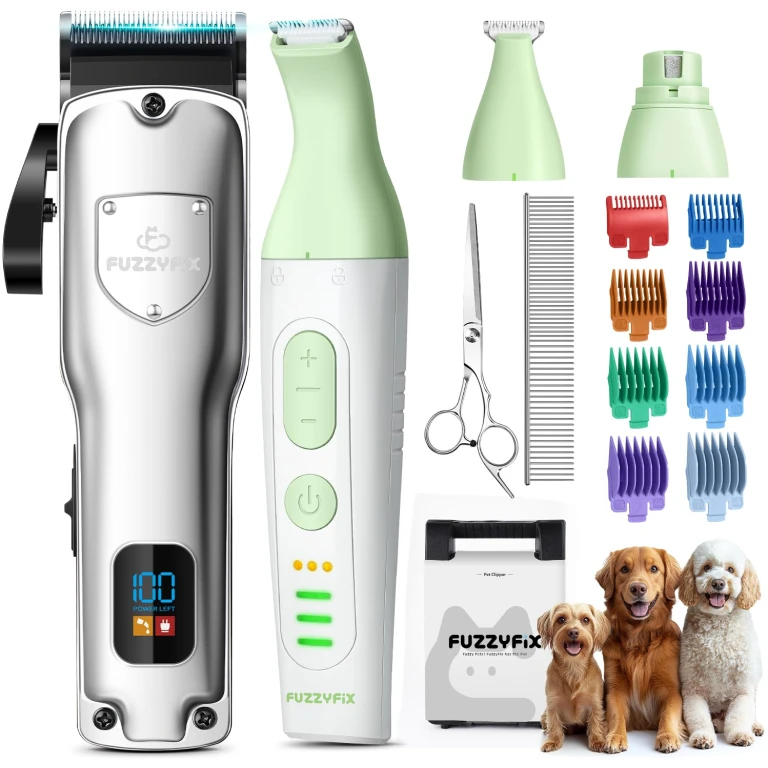 Dog Grooming Kit, Dog Clippers for Grooming for Thick Heavy Coats, Professional Pet Paw Trimmer Nail Grinder Low Noise Rechargeable Stainless Steel Hair Trimmer for Dogs Cats...