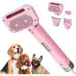 Dog Hair Dryer with Slicker Brush, Dog Dryer for Pet Grooming, High Velocity Dog Blow Dryer for Dog Grooming Supplies Low Noise Pet Dryer Grooming Salon Home Use, Pink