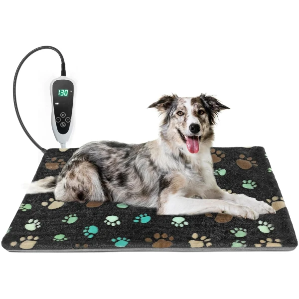 Dog Heating Pad 32x20in Waterproof Pet Heating Pad for Dogs Smart Thermostat Switch, Whelping Supplies Heated Dog Bed,Adding Wire Rope Wires Puppy Heating Pad Mat-with Plush...