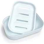 Double Layer Draining Soap Dish, Plastic Dishwashing Sponge Soap Holder for Kitchen, Bathroom, and Washstand (Light Blue)