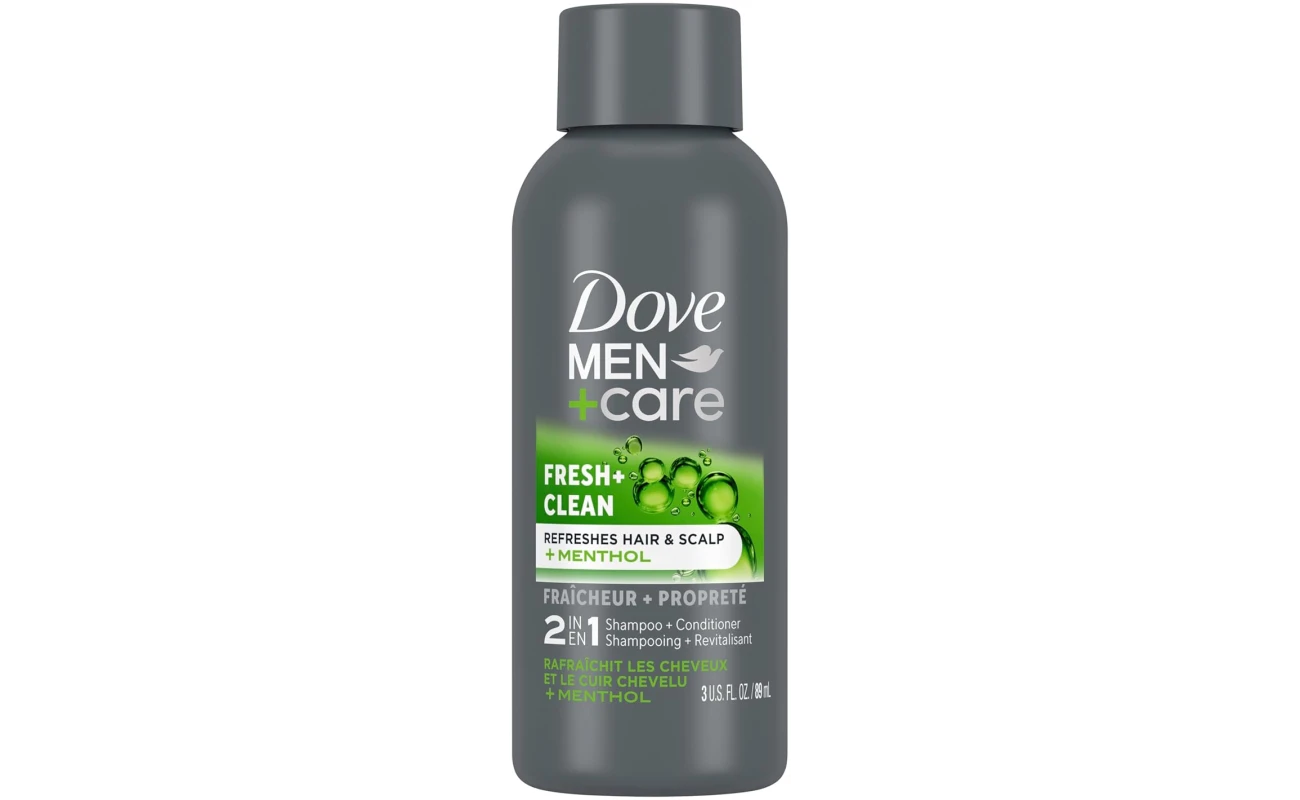 DOVE MEN + CARE Fortifying 2 in 1 Shampoo and Conditioner Fresh and Clean with Caffeine for Normal to Oily Hair Helps Strengthen Thinning Hair 3 oz