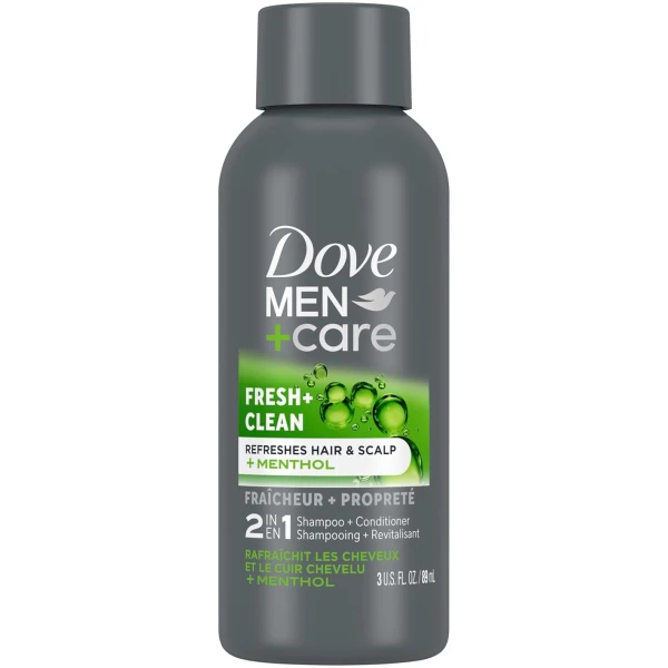 DOVE MEN + CARE Fortifying 2 in 1 Shampoo and Conditioner Fresh and Clean with Caffeine for Normal to Oily Hair Helps Strengthen Thinning Hair 3 oz