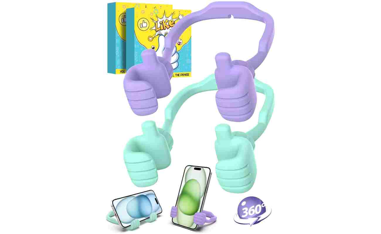Easter Basket Stuffers for Teens Girls Boys Cell Phone Stand: 2 Pack UPGRADE Adjustable Thumbs Up Lazy Phone Holder for Desk Fun Birthday Gifts Easter Gifts for Adults Toddlers...