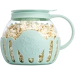Ecolution Patented Micro-Pop Microwave Popcorn Popper with Temperature Safe Glass, 3-in-1 Lid Measures Kernels and Melts Butter, Made Without BPA, Dishwasher Safe, 3-Quart, Aqua