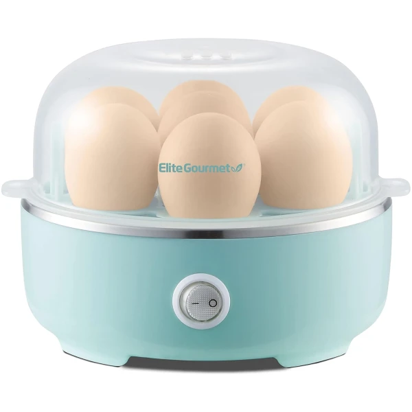 Elite Gourmet EGC115M Easy Egg Cooker Electric 7-Egg Capacity, Soft, Medium, Hard-Boiled Egg Cooker with Auto Shut-Off, Measuring Cup Included, BPA Free, Retro Mint