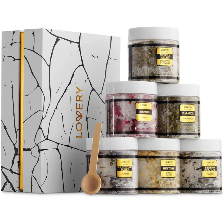 Epsom Bath Salts Gift Set, Relaxing Spa Salt W/Essential Oils, Mothers Day Gifts for Mom, Wife - Lavender, Eucalyptus, Lemon Basil, Coconut, Tea Tree, Honey Almond Salt, Self...