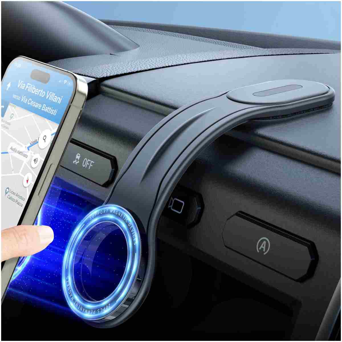 eSamcore for MagSafe Car Mount Detachable, Bendable Aluminum Arm Magnetic Phone Holder for Car【20 Strong Magnets】 Cell Phone Mount for Car Dash Fit iPhone 16 15 14 13 Pro Max...