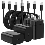 Essri 25W Super Fast Charger Block for Galaxy S24 Ultra/S24/S24+/S23 Ultra/S23/S22 Ultra/S22/S21 Ultra/S20 Ultra/Note 20,4Pack USB Type C Wall Charger with (6Ftx2 10Ftx2) USB C...