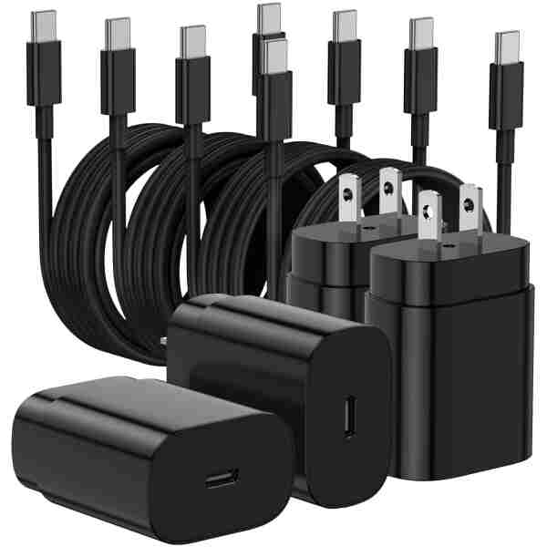 Essri 25W Super Fast Charger Block for Galaxy S24 Ultra/S24/S24+/S23 Ultra/S23/S22 Ultra/S22/S21 Ultra/S20 Ultra/Note 20,4Pack USB Type C Wall Charger with (6Ftx2 10Ftx2) USB C...