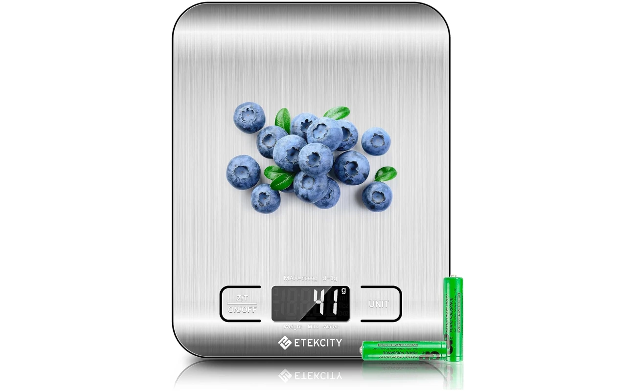 Etekcity Food Kitchen Scale, Digital Grams and Ounces for Weight Loss, Baking, Cooking, Keto and Meal Prep, LCD Display, Medium, 304 Stainless Steel