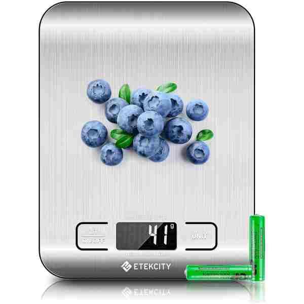 Etekcity Food Kitchen Scale, Digital Grams and Ounces for Weight Loss, Baking, Cooking, Keto and Meal Prep, LCD Display, Medium, 304 Stainless Steel