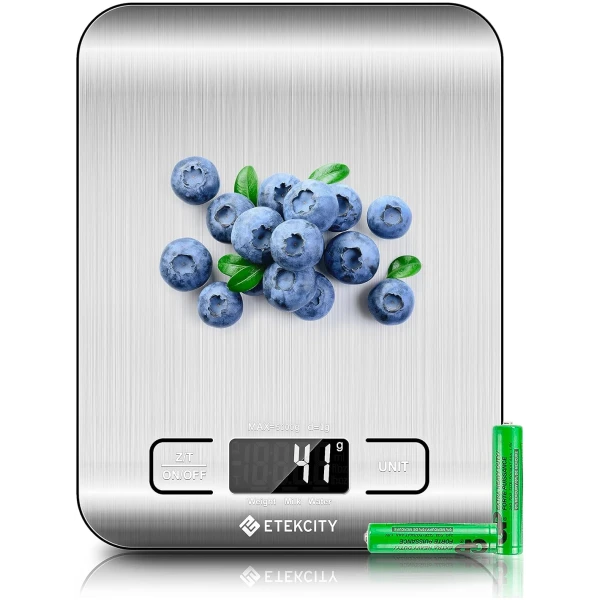 Etekcity Food Kitchen Scale, Digital Grams and Ounces for Weight Loss, Baking, Cooking, Keto and Meal Prep, LCD Display, Medium, 304 Stainless Steel