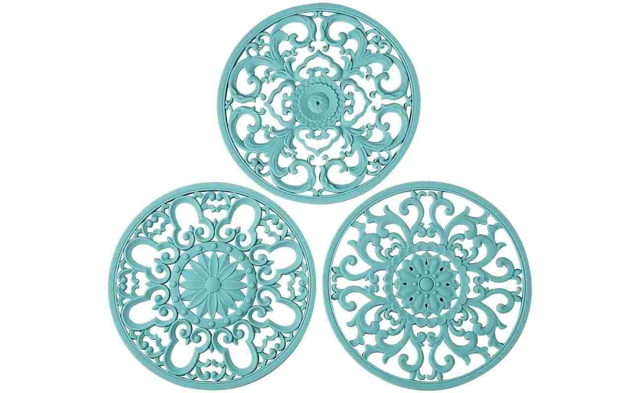 Extra Thick Silicone Trivet Mat for Hot Dishes, Hot Pots and Pans, Pot Holder, Hot Pad to Portect Your Table and Countertop, Kitchen Decor and Accessories,Turquoise,Set of 3