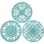 Extra Thick Silicone Trivet Mat for Hot Dishes, Hot Pots and Pans, Pot Holder, Hot Pad to Portect Your Table and Countertop, Kitchen Decor and Accessories,Turquoise,Set of 3