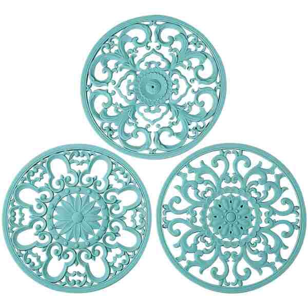 Extra Thick Silicone Trivet Mat for Hot Dishes, Hot Pots and Pans, Pot Holder, Hot Pad to Portect Your Table and Countertop, Kitchen Decor and Accessories,Turquoise,Set of 3