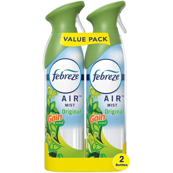 Febreze Air Mist Air Freshener Spray, Odor-Fighting Room Spray, Air Fresheners for Home and Bathroom and Kitchen, Aerosol Can, Gain Original Scent, 8.8oz, 2 Count