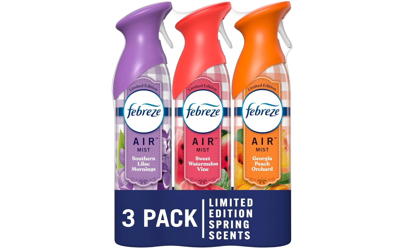 Febreze Air Mist Air Freshener Spray, Odor-Fighting Room Spray for Home, Bathroom and Kitchen, Aerosol Can, Southern Lilac Mornings, Georgia Peach Orchard, Sweet Watermelon Vine...