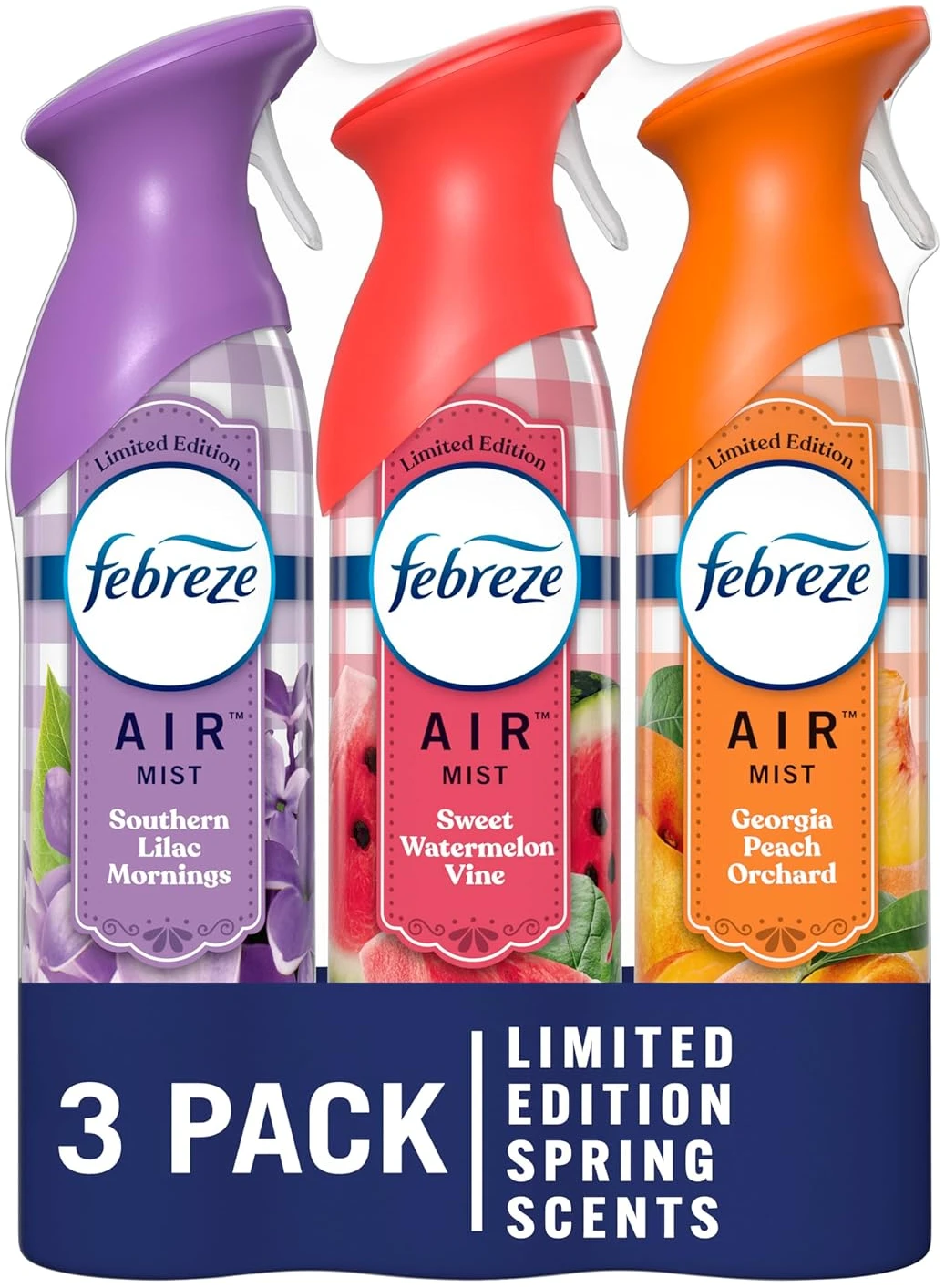 Febreze Air Mist Air Freshener Spray, Odor-Fighting Room Spray for Home, Bathroom and Kitchen, Aerosol Can, Southern Lilac Mornings, Georgia Peach Orchard, Sweet Watermelon Vine... Febreze Air Mist Air Freshener Spray, Odor-Fighting Room Spray for Home, Bathroom and Kitchen, Aerosol Can, Southern Lilac Mornings, Georgia Peach Orchard, Sweet Watermelon Vine...
