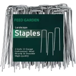 FEED GARDEN 6 Inch 50 Pack Hot-dip Galvanized Landscape Staples Plant Cover Stakes 11 Gauge Tent Stakes Garden Stakes Landscaping Fabric SOD Pins Yard Stakes for Decoration Weed...
