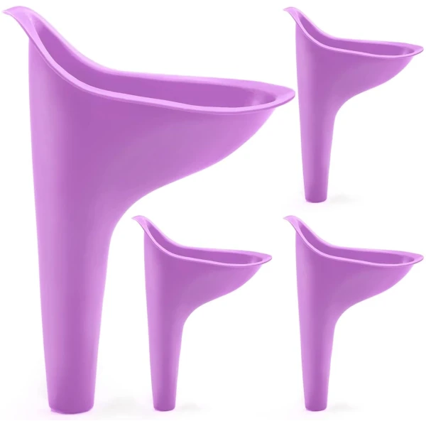 Female Urinal for Women, 4PCS Portable Urination Device Pee Funnel for Travel Camping Hiking and Outdoor Activities, Purple