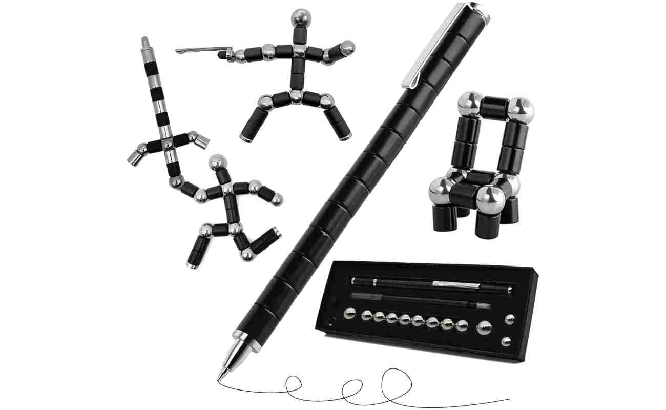 Fidget Pen, Magnetic Pen,Teen Decompression Magnetic Metal Pen, Cool Multifunctional Deformable Magnet Writing Pen, Eliminate Pressure Fidget Toy Gift for Kids or Friends(Black)