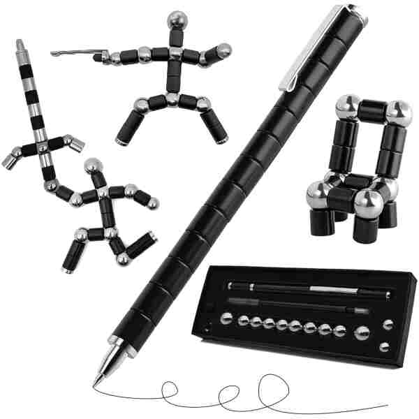 Fidget Pen, Magnetic Pen,Teen Decompression Magnetic Metal Pen, Cool Multifunctional Deformable Magnet Writing Pen, Eliminate Pressure Fidget Toy Gift for Kids or Friends(Black)