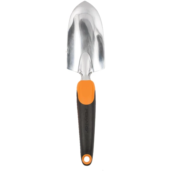 Fiskars Ergo Garden Trowel for Digging and Planting, Heavy Duty Gardening Hand Tool with Hanging Hole