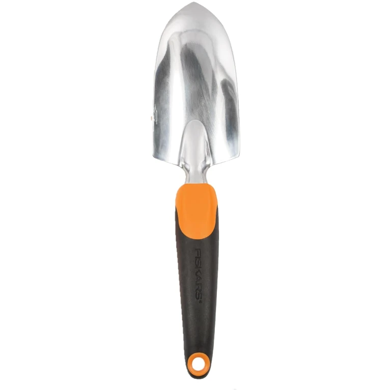 Fiskars Ergo Garden Trowel for Digging and Planting, Heavy Duty Gardening Hand Tool with Hanging Hole