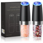 FORLIM Gravity Electric Salt and Pepper Grinder Set, Automatic Pepper Mill Grinder, Battery Powered Adjustable Coarseness with LED Light, One Hand Operation Premium Kitchen...