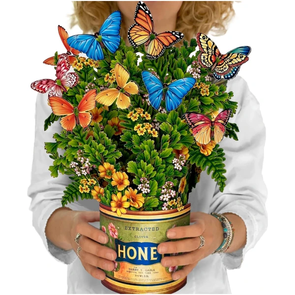 Freshcut Paper Pop Up Cards, Butterflies & Buttercups, 12 Inch Life Sized Forever Flower Bouquet 3D Popup Greeting Card, Birthday Cards, Thank You Card, Blank Notecard & Envelope