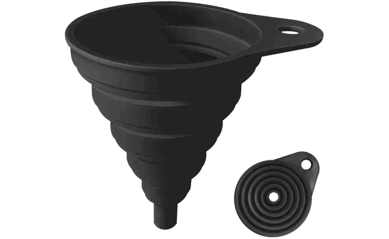 Funnels for Kitchen Use, Food Grade Silicone Collapsible Kitchen Funnel (Black)
