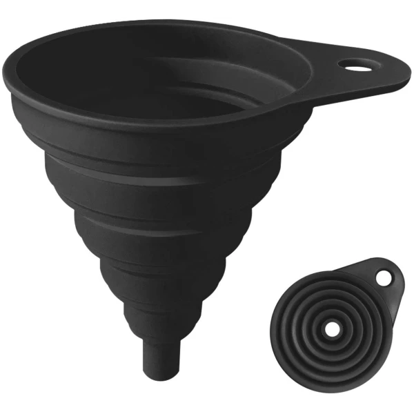 Funnels for Kitchen Use, Food Grade Silicone Collapsible Kitchen Funnel (Black)