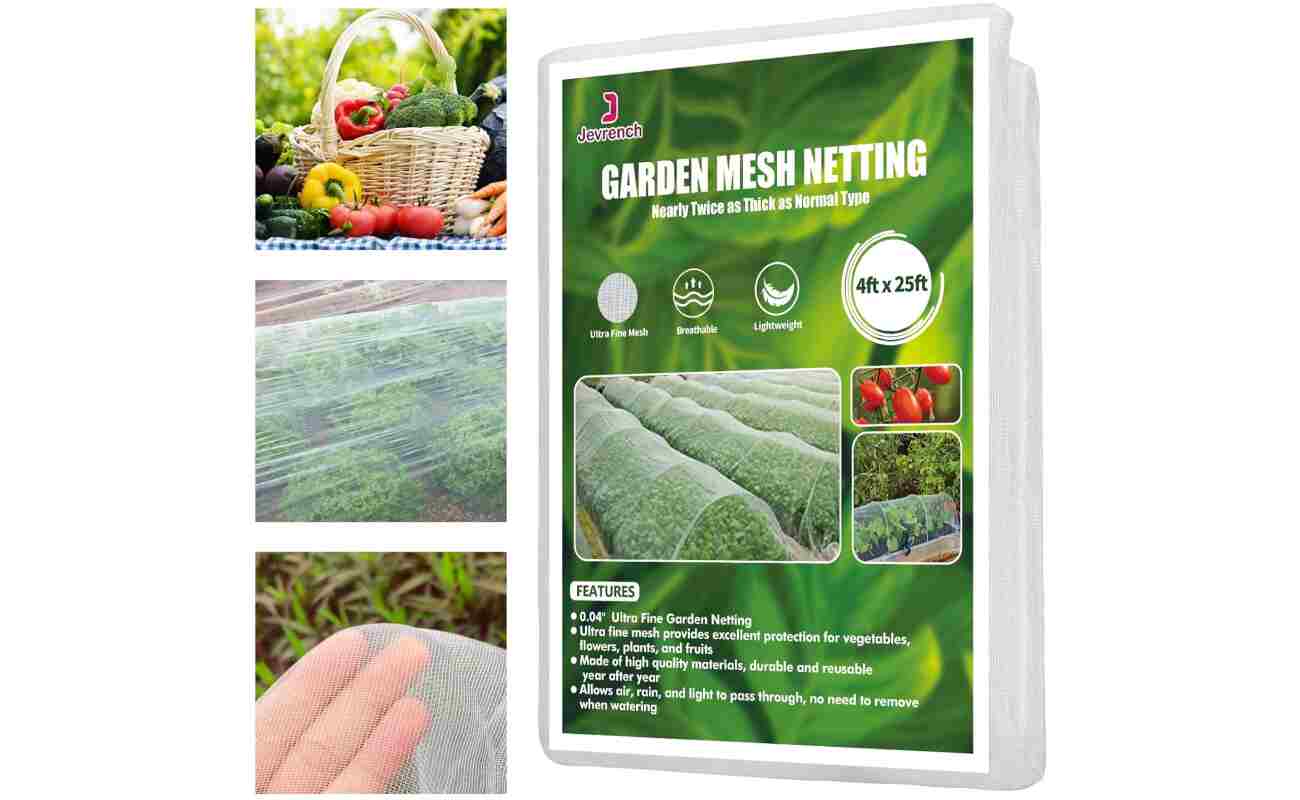 Garden Netting, Jevrench Durable Ultra Fine Garden Netting, Garden Plant Cover Row Cover Makes Plants, Vegetables, Fruits, and Flowers Grow Better (4ft x 25ft)
