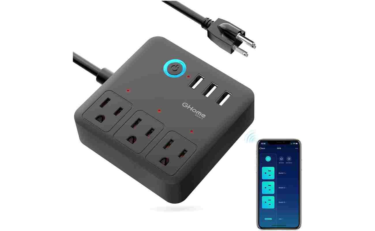 GHome Smart Plug Power Strip, WiFi Surge Protector Work with Alexa Google Home, Smart Outlets with 3 USB 3 Charging Port, Multi-Plug Extender for Home Office Cruise Ship Travel,...